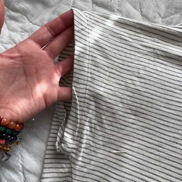 Francesca’s Nickie Lace Trim Striped Top Color Ivory & Grey Striped size XXS - Picture 9 of 13